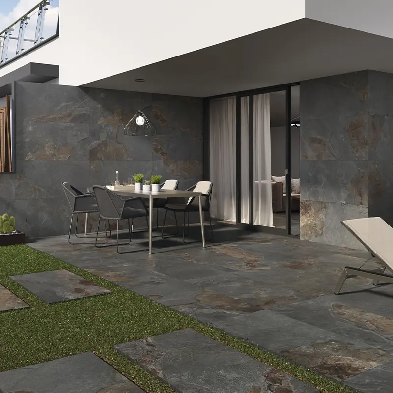 carrelage noir grand format en gres ceram